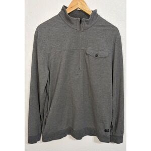TravisMathew Mens Quarter Zip Pullover Heather Grey L Chest Pocket Golf Sweater